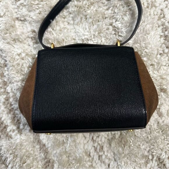 Tory Burch Juliette Black Leather Brown Suede Women's Mini Bag - Picture 5 of 12